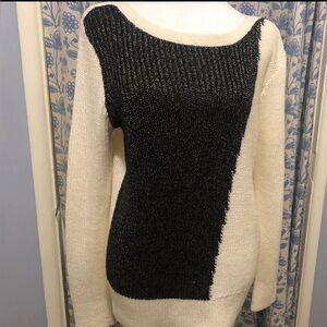 Calvin Klein Black and Cream Crew Neck Sweater w/Side Zipper